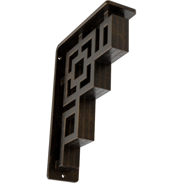 Ekena Millwork Eris Wrought Iron Bracket, (Triple center brace), Antiqued Brass 2"W x 5 1/2"D x 8"H BKTM02X05X08TERABS - main
